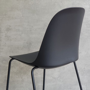 Stackable Minimalist <b>Dining</b> <b>Chair</b> with Molded Plastic Back and Iron Legs - Product Image 4