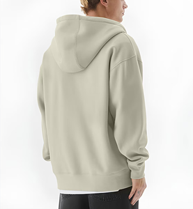 Sudadera con capucha de algodón 100% de 330 GSM, forro polar grueso, con cremallera completa, para hombre, oversize, hombros caídos, color liso, personalizada, lavado a la piedra, para otoño - Product Image 3