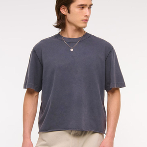 Camiseta de algodón de alta calidad Boxy Fit, camiseta de gran tamaño de peso pesado, camiseta recortada con estampado personalizado para hombres - Product Image 5