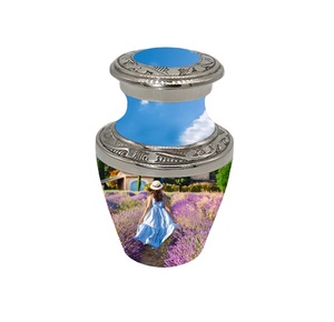 Urna de cremación de aluminio de alta calidad para cenizas humanas urnas de recuerdo Seashore Stone Theme Impreso - Product Image 2