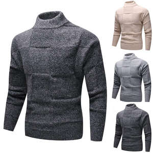 <b>Mens</b> Stylish Fashion <b>Turtleneck</b> Sweater Slim Fit Knitted Pullover Breathable Comfortable Long Sleeve Modern Autumn Front - Product Image 2