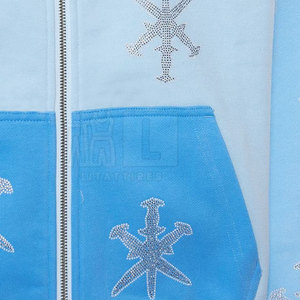 Último estilo nueva llegada Color sólido hombres básicos Rhinestone sudaderas con capucha algodón poliéster venta al por mayor hombres básicos Rhinestone sudaderas con capucha - Product Image 6