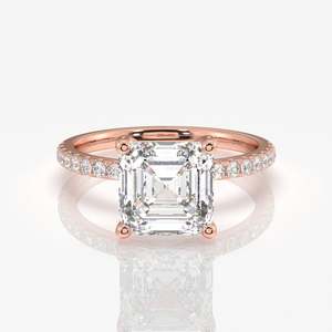 Asscher Cut Moissanite Diamond <b>Set</b> in Pave <b>Sterling</b> <b>Silver</b> Elegant Moissanite <b>Rings</b> for Women - Product Image 6