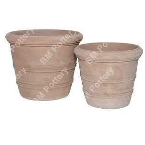 Set of 2 chocolate terracotta pots factory in Vietnam best quality for garden decorative made by terracotta material