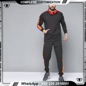 Haute qualité hommes décontracté couleur unie sport à manches longues hommes survêtement deux pièces costume - Product Image 4