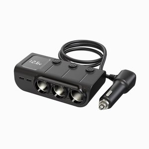 ที่ชาร์จในรถยนต์ 3 พอร์ต USB พร้อมช่องจุดบุหรี่ ฮับจ่ายไฟ 12V 24V อะแดปเตอร์หลายช่องสำหรับใช้ในรถยนต์ทั่วไป - Product Image 1