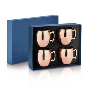 Hammered Natural Copper <b>Large</b> Capacity Beer Mug Set of 4 with Small Cup Stirrer Modern Design Barware Matt Finished Black <b>Box</b> - Product Image 4