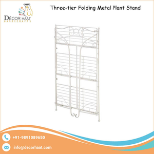 Atractivo soporte de maceta de hierro puro de 3 niveles en blanco para uso interior y exterior Elegante exhibición de maceta - Product Image 6