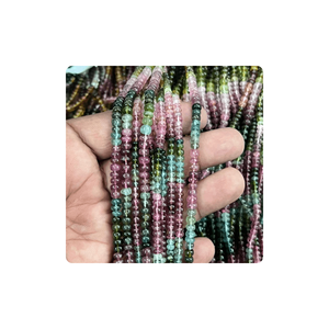 Wholesale 14 Inches Strand of Natural Multi <b>Tourmaline</b> Smooth Rondelle Shape Beads 5mm Approx Size for <b>Jewelry</b> Making - Product Image 3