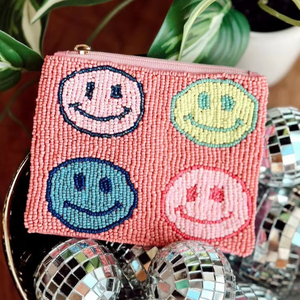 Southwestern Cow Girl Boho Western Seed Beaded Coin Lipstick Cash Purse Pouch Estilo de moda vintage para damas - Product Image 1