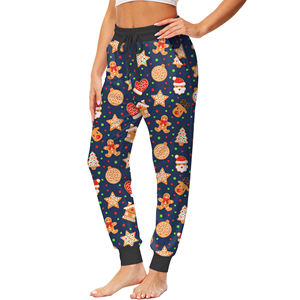 2025 edición elegante pantalones de chándal de Navidad para mujer pantalones de chándal de Navidad con cordón de lujo estilo de vacaciones suave de poliéster - Product Image 3