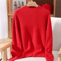 Pull femme col semi haut automne/hiver pull à manches longues haut de gamme 100% fourrure de vison pull tricoté mode Version coréenne