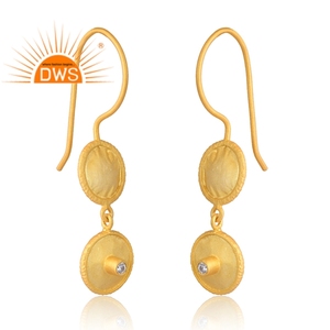 Texture Design 925 Sterling Silver 18K Plaqué Or Naturel Cz Gemstone Boucle D'oreille Design Demi Fine Jewelry Fabricant. - Product Image 2