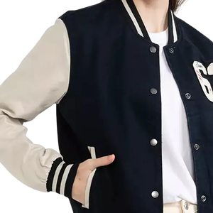 Fabricant OEM Logo personnalisé Vestes universitaires Letterman à manches en cuir brodées de haute qualité Veste de baseball pour femmes - Product Image 4