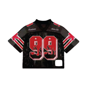 Impression par sublimation personnalisée Maillot de football américain rétro T-shirt en maille respirante Streetwear court pour les amateurs de sport - Product Image 1