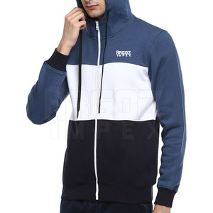 Meilleur 100% coton fermeture éclair sweats à capuche séchage rapide couleur unie avec prix raisonnable col à capuche motif solide - Product Image 3