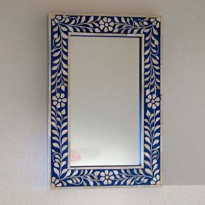 Diseño moderno hecho a mano, marco de espejo con incrustaciones de hueso de madera en blanco y negro, diseñado a medida para decoración de pared Floral India - Product Image 4