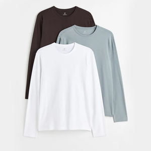 La mayoría de las camisetas casuales de moda de los hombres Jersey básico de manga larga de algodón con logotipo personalizado y tela de punto de diseño - Product Image 5