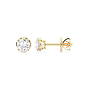 1.50 CT F/VS Round Cut Lab Grown Diamond Four Prong Set Boucles d'oreilles en or massif pour unisexe - Product Image 1