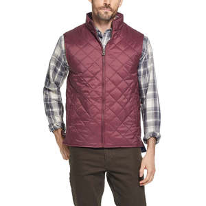 Gilet Imbottito Trapuntato a Rombi Impermeabile da Uomo, Colore Vino, Taglia 3 Extra Large per Sport all'Aperto - Product Image 1