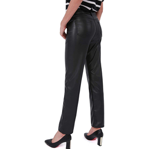 Taille haute Streetwear jambe large décontracté dames Long pantalon en cuir pour les femmes léger confortable élégant femmes pantalon en cuir - Product Image 2