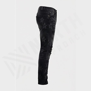 Wholesale Fashion Vintage High Quality <b>Men</b> <b>Jean</b> Fitted Ripped Raw Hem Stacked <b>Flare</b> Denim <b>Jeans</b> Wholesale Customized Color - Product Image 3