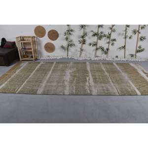 Tapis turc vintage 5.8x12.9ft en laine tissée plate marron beige avec motif patchwork pour les décorations de salon ou le couloir - Product Image 3