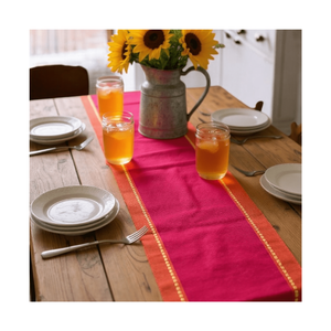 Unique Table Center Look 100% Cotton Embroidered Bohemian Yellow Leaf Table Runner 180 GSM 80 Inch India Decor UPS Private Label - Product Image 2