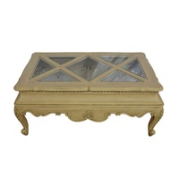 Table basse de salon de style français, reproduction antique, table à thé avec tiroir, table centrale en bois sculpté à la main