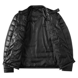 Chaqueta Bomber de cuero de manga larga para hombre de calidad superior al por mayor 2024 color personalizado con cuello levantado y decoración bordada - Product Image 3