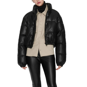 Abrigos de burbuja clásicos a la moda para mujer, Top corto peludo, abrigo de algodón acolchado con logotipo personalizado para mujer - Product Image 4