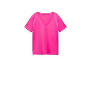 Vente chaude blanc col en v femmes T-shirts solide écologique été 100% coton coupe régulière chemise à manches courtes - Product Image 3