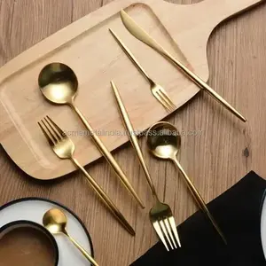 Newest Design Gold Color Plated Stainless Steel Spoon <b>Fork</b> <b>Knife</b> Set Elegant Flatware for Dining Tabletop at Wholesale Rate - Product Image 6
