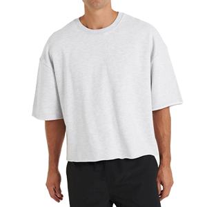 Camisetas recortadas de caja de felpa para hombre de alta calidad, Camiseta 100% de algodón pesado personalizada, fabricante sin dobladillo para hombre - Product Image 1