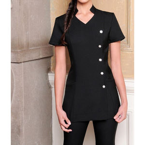 Tunique en faux lin personnalisable pour femmes, respirante, écologique, uniformes de travail pour infirmières, brodés, spa, salon de beauté, hôpital - Product Image 2