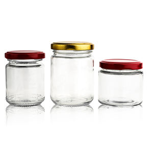 Bocaux en verre transparent à parois droites de 12 oz, 16,6 oz et 24 oz avec bouchons à vis en métal doré et revêtement <span class=keywords><strong>plastisol</strong></span> pour sauces et condiments. - Product Image 2