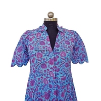 Robe longue en coton 100% écologique, motif délicat et fantaisiste, col en V, respirante, silhouette droite, idéale pour le bureau et les occasions professionnelles