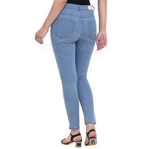 New Arrival <b>Women's</b> Casual Straight <b>Jeans</b> Pants Customized Color Streetwear Fashion Solid Pattern Denim Fabric Waist for Sale - Product Image 3