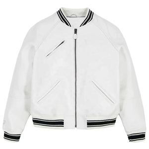 Chaqueta Bomber Universitaria de Cuero Genuino de Piel de Vacuno al por Mayor, Unisex, OEM, Personalizada con Cremallera, Estilo Béisbol, Abrigo de Invierno, Ropa Urbana - Product Image 2