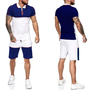 T-shirt à manches courtes et shorts hommes vêtements respirant hommes 2 pièces ensemble court personnaliser Logo court hommes ensemble 100% coton - Product Image 3