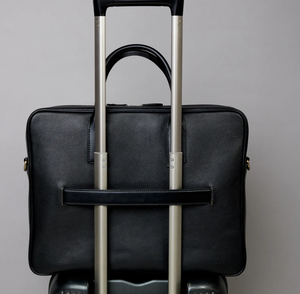 Black <b>Leather</b> <b>Briefcase</b> for Men With Trolley Sleeve, Graduation Gifts Personalized - Product Image 2