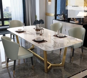 Awesome <b>Foldable</b> Extendable 4 Seater Modern Marble Top Metal Legs Round <b>Dining</b> <b>Table</b> for Home and Hotel Use <b>Dining</b> <b>Table</b> - Product Image 5