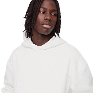 เสื้อฮู้ดผ้าฝ้ายสวมหัวแขนยาวสีขาวสำหรับผู้ชายโอเวอร์ไซส์โอเวอร์ไซส์ผ้าคอตตอนแบบลำลองมีกระเป๋า - Product Image 6