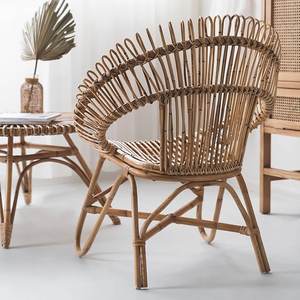 Mobilier vintage naturel Chaise de paon en osier faite à la main Chaise de paon en osier et rotin Akina - Product Image 5