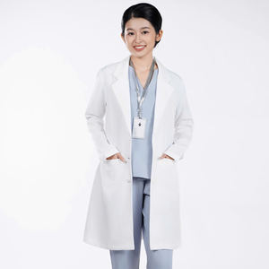 Blouse de laboratoire médical unisexe, respirante, anti-rides, en coton tissé, à manches longues, uniforme d'hôpital, vêtements de travail - Product Image 1