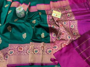 Sari Meenakari Premium Élégant pour Femme, Design Traditionnel Tissé à la Main, Finition Luxueuse, Banaras, Idéal pour les Fêtes, Séchage Rapide, Protection Solaire - Product Image 3