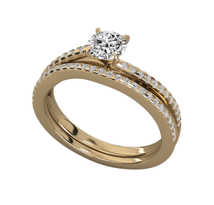 Ensemble de bagues de fiançailles et de mariage en or massif 14 carats avec diamant de laboratoire certifié IGI, bande éternelle classique, bijoux fins pour femmes - Product Image 1