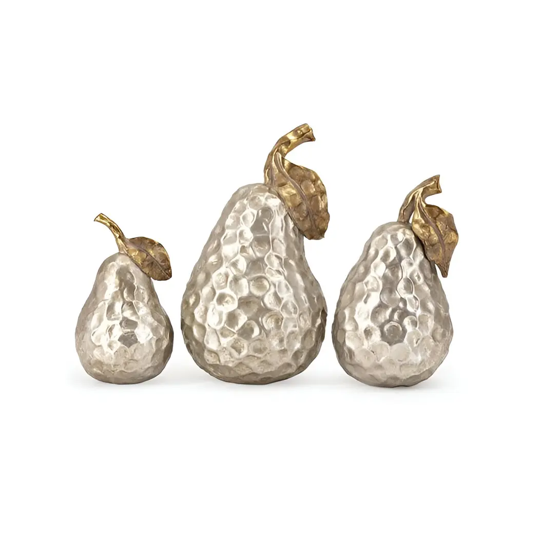 Luxury Aluminium Decorative Fruits Sculpture Latest Designed Silver Finished Fruit Object For Sale In Whole Sale Price