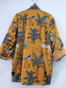 Robe de chambre de mariée d'hiver en velours jaune de luxe avec décoration respirante Boho veste Kimono courte taille libre Robe de maison unisexe - Product Image 4