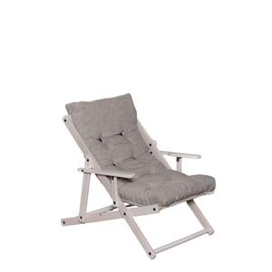 Sillón Reclinable Blanco Anilina Superior, Plegable Manualmente, con Patas de Madera Tipo Sable, para Uso en Interiores y Exteriores, Sala de Estar, Cocina, Villa - Product Image 3